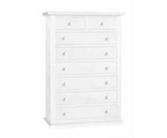 CasaPiù est 2019 Cassettiera con 8 cassetti, arte povera, in legno massello e mdf con rifinitura in bianco opaco - Mis. 87 x 45 x 127