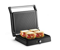 Tiastar Tostapane Piastra 2200W, Griglia Elettrica/Piastra Panini/Sandwich Maker 3-in-1, Piastre antiaderenti, Temperatura regolabile, Apertura 180°
