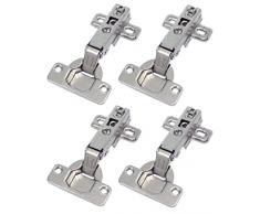 AERZETIX - C41037 - Set di 4 cerniere invisibili - apertura 110° - per porte in applicato a rivestimento totale - foro di montaggio ⌀35mm - per porte mobili, cucina, armadi