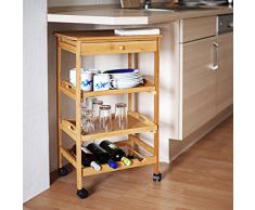 Relaxdays -Carrello per Cucina in Bambù Modello James XL, H X B X T: 80.5 X 50 X 37 cm