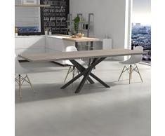 VE.CA.s.r.l. Tavolo allungabile Polinesia in legno 180x100 cm altezza 80 cm - allungabile fino a 280 cm con struttura in acciaio nero opaco, diverse colorazioni, tavolo cucina casa (Rovere grigio)