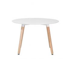 Tavolo da Pranzo Rotondo in Legno di Faggio Bianco ø 120 cm Bovio