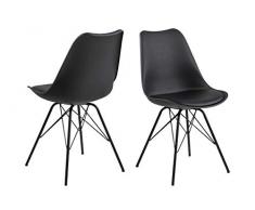 AC Design Furniture Emanuel Sedia da Pranzo, Poliuretano, Nero, L: 54 x W: 48.5 x H: 85.5 cm, 2 unità