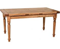 Biscottini Tavolo legno massello di tiglio naturale 160x80x80 cm Made in Italy | Tavolo da pranzo allungabile | Tavolo allungabile legno