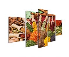 islandburner Quadro Moderno Composizione variopinta con Varie spezie ed Erbe aromatiche Stampa su Tela - Quadro x poltrone Salotto Cucina mobili Ufficio casa - Fotografica Formato XXL