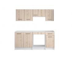 Vente-unique - Cucina completa 180 cm 6 elementi portaoggetti Rovere e Bianco - TRATTORIA