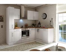 Respekta Winkelküche Cucinino Cucina L-FORMA Cucina Landhausküche Bianco 250x172 CM