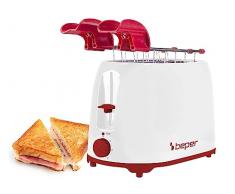 BEPER P101TOS100 Tostapane con Pinze in Acciaio Inox, 7 Livelli di Doratura, Cassetto Raccoglibriciole, 2 Ampie Fessure