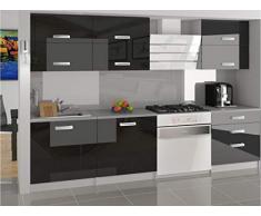 Loft | Cucina Componibile Lineare Componibile L 180 cm 6 pz | Piano di Lavoro Incluso | Set di mobili da Cucina laccati