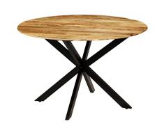 vidaXL Tavolo da Pranzo Massello Mango Grezzo Acciaio 120x77cm Tavola Cucina