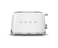 Smeg, Tostapane 2x2 TSF01WHEU, 2 Scomparti per 2 fette, 6 Livelli di Doratura, Funzione Riscaldamento, Scongelamento e Bagel, Espulsione Automatica del Pane, Cassetto Raccoglibriciole, 950W, Bianco