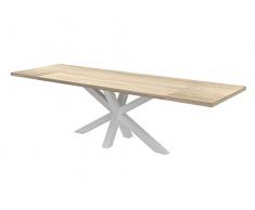 VE.CA. Tavolo allungabile Salomone in legno 180x100 cm altezza 80 cm - allungabile fino a 280 cm con struttura in acciaio bianco, diverse colorazioni, tavolo cucina casa (Quercia sherwood)