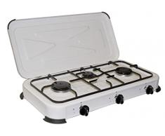 Fornello cucinino portatile BB gas GPL a 3 fuochi in acciaio