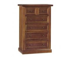 Mar.c.a. Design - Cassettiera Settimanale in Legno di Pioppo Color Noce Scuro Shabby Chic, Arte Povera Made in Italy, Mobile con 4+2 Cassetti Capienti - Dimensioni: 63x37x98h