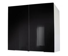Berlenus CP8HN - Mobiletto da cucina a parete a due ante, 80 cm, colore: Nero brillante