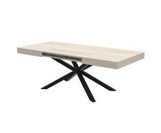 VE.CA. Tavolo allungabile Hawaii con porta allunghe struttura acciaio nero - piano legno 150x90 cm - altezza 77 cm - allungabile a 220 cm, in diversi colori (Bianco larice)