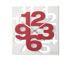 GMMH 3D- Orologio da parte dal design moderno, decorativo, silenzioso, ideale per cucina, bagno e ufficio, 1106, bianco/rosso