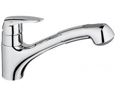 Grohe 32257001 Eurodisc Miscelatore Monocomando Lavello, con Doccetta Estraibile, 2 Getti, Cromo