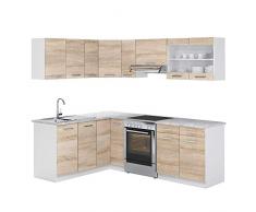 Cucina Vicco Cucina componibile a L Blocco cucina angolare Cucina angolare 230 cm Sonoma Rovere