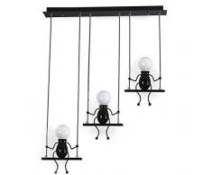 Lampada a Sospensione LED Azanaz, Lampada da Soffitto Creativa design Moderno Lampada a E27 Ideale per Camera da Letto, Cucina, Soggiorno, Ristorante,Cameretta bambini (Nero, 3-fiamma)