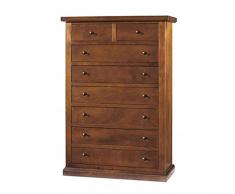 Mar.c.a. Design - Cassettiera Classica in Legno di Pioppo, Struttura Massello, Color Noce Scuro Shabby Chic, Arte Povera Made in Italy, Mobile con 6+2 Cassetti Capienti - Dimensioni: 87x37x127h (523)