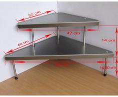 Scaffale da cucina d'angolo, triangolare, 2 ripiani in acciaio inox