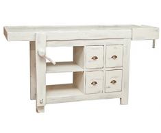 Biscottini Tavolo alto da lavoro 184x92x74 cm Made in Italy | Isola cucina piano lavoro legno massello | Bancone cucina | Piano lavoro cucina legno