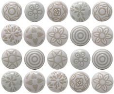 Ajuny Manopole e tiranti in ceramica per cassettiera, cassettiera, cucina, bagno, armadi, bianco neve, set di 20