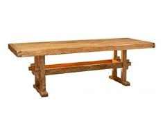 Biscottini Tavolo legno massello 250x100 cm Made in Italy | Tavolo legno grezzo riciclato | Tavolo da pranzo in legno massello | Tavolo sala