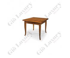 Tavolo allungabile a libro, stile classico, in legno massello e mdf con rifinitura in noce lucido - Mis. 80 x 80 x 78