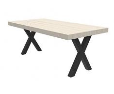 VE.CA-ITALY TAVOLO DA CUCINA DERYCK IN LEGNO MELAMINICO 200X100X80 CM CON STRUTTURA IN ACCIAIO, IN DIVERSE COLORAZIONI, ANCHE SU MISURA, ARREDO CUCINA, ARREDO CASA (Bianco larice)