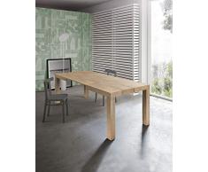 Tavolo allungabile moderno, mod.DIONISIO, finitura rovere naturale, cm.140x90 H75, con 2 allunghe cm.40 allungabile a cm.220 ,in nobilitato melaminico di alta qualità DISPONIBILE ANCHE IN ALTRI COLORI