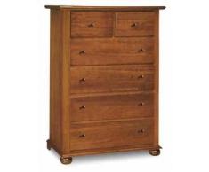 CasaPiù est 2019 Cassettiera 6 cassetti 4 grandi e 2 piccoli, arte povera, in legno massello e mdf con rifinitura in noce lucido - Mis. 50x102x143