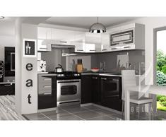 LOUKA | Cucina angolare completa + Componibile L 360 cm 9 pz | Piano di lavoro INCLUSO | Set di mobili da cucina moderni