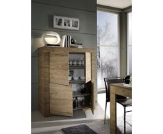 Lc Spa Credenza Alta, “Milano”, con 4 Porte e 3 Ripiani in Legno, Dimensioni: 119 x 140 x 51 cm, Albero Quercia, Colore: Miele, Imitazione: Legno