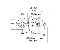 Grohe 33305002 Eurosmart New Miscelatore Monocomando per Vasca/Doccia ad Incasso, Cromo