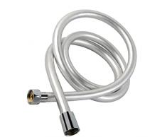 Tubo flessibile per doccia, 1,5 m, in PVC, con doppia protezione contro la torsione e anti-esplosione, universale, con doppia testa in ottone di alta qualità