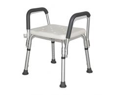 Sedia per Doccia Sedia per Doccia in Acciaio Inox Sgabello per Anziani/disabili Sedia Antiscivolo per Doccia con Maniglia 6 Altezza Panca per Vasca Sgabello per seggiolino Bianco Max. 136kg