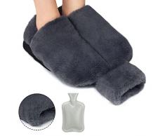 Edonkvi Scaldapiedi Borsa Acqua Calda, 2 in 1 Scaldapiedi Peluche Morbido con Tasca, Lavabile Scalda Piedi non Elettrico, Stitch Borse Acqua Calda Grande Pantofole Riscaldate per Uomo Donna Bambini