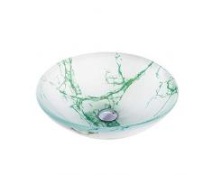 Bagno Lavandino durevole Lavabo rotondo moderno design minimalista per uso domestico Lavabo in vetro temperato Lavabo per hotel@verde_Tipo B