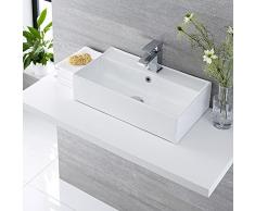 Hudson Reed Halwell Lavabo da Appoggio o Murale Rettangolare in Ceramica - 550 x 315 mm