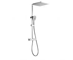 JOHO Colonna Doccia con Soffione con Miscelatore Acciaio INOX Fori Muro Regolabili Colonna Doccia idromassaggio Colonna Doccia Termostatica Doccia Soffione Colonna (30 * 30 cm Quadrato)