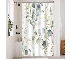 Uiiooazy Tenda Doccia Eucalipto, Tenda da Doccia Foglie Verde Salvia Fiori Tenda per Doccia Antimuffa Impermeabile Tessuto in Poliestere Lavable Opaca Tenda per Vasca da Bagno con 8 Ganci 120Lx200Acm