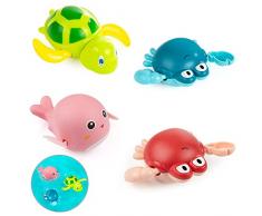 WolinTek 4Pcs Giocattoli da Bagnetto per Bambini,Tartaruga Giocattolo Che Nuota,Pupazzetti per Il Bagno,Pool Toy Vasca da Bagno, Grande Regalo per Bambini