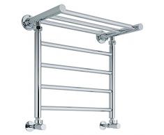 Hudson Reed Duchessa Scaldasalviette di Design Verticale - Termoarredo Bagno Contemporaneo con Ripiano Porta-Salviette - Acciaio Cromato - 205W - 494 x 532 x 300mm