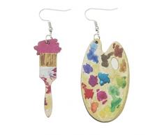 Holibanna 1 Pair Chic Artist Orecchini Palette Palette Pannello Pennello Dangle Doccia Orecchini a Goccia Colorati Asimmetrici Orecchini di Fascino per Le Donne Ragazze Artist Art Art
