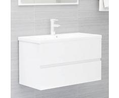 WIFESE Mobili da Bagno Bianco Lucido 80x38,5x45 cm in Truciolato Mobile Sottolavabo Spazio Aggiuntivo Armadio da Bagno Aspetto Ordinato Mobile Lavabo Robusto Facile da Pulire e da Installare