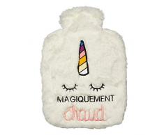 Toga - Borsa dellacqua calda in peluche con unicorno, borsa dellacqua calda con fodera in finta pelliccia 100% poliestere, facile da usare, riutilizzabile allinfinito, da portare ovunque