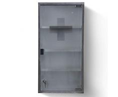 Armadietto per Farmaci - 4 Ripiani, Porta di Vetro, con 2 Chiavi, 30x60x12cm, Acciaio, da Bagno - Armadietto Pensile Medicinali, Cassetta Porta Medicine, Armadio Pronto Soccorso