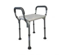 Sgabello bagno, Sgabello doccia regolabile in altezza, Braccioli, Antiscivolo, Grigio